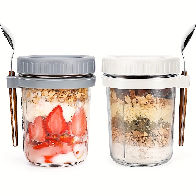 Meal Prep Jar - 1 Stück/2 Stück Haferflockenbecher aus Glas,