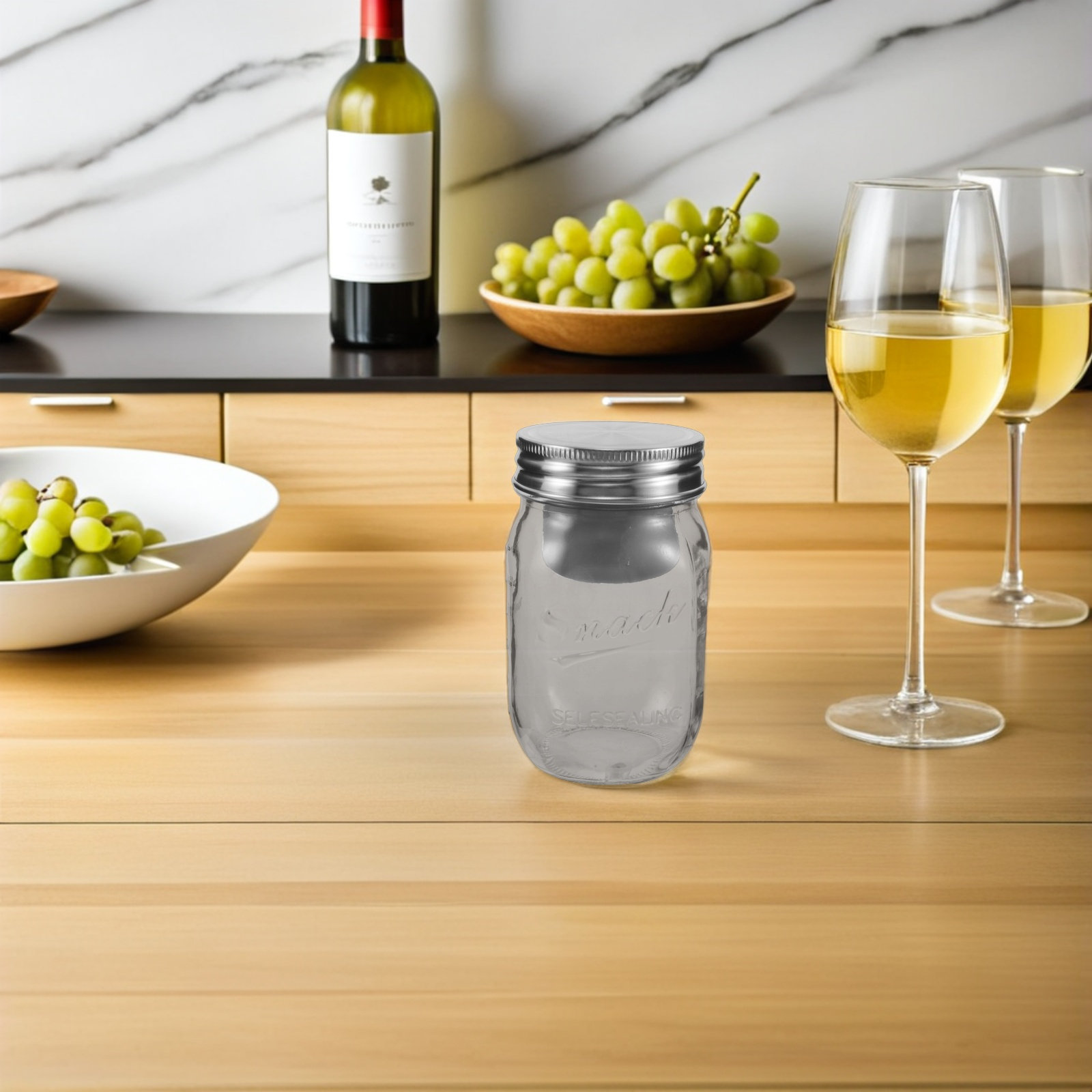 Meal Prep Jar - 473-ml-Glassalatgläser mit Deckel, inklusive Silikon-Saucenschale, luftdichte