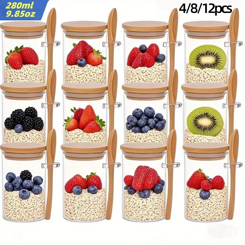 Meal Prep Oatmeal - 4/8/12 Stück, Haferflocken-Frühstücksbecher mit Deckel (9,85