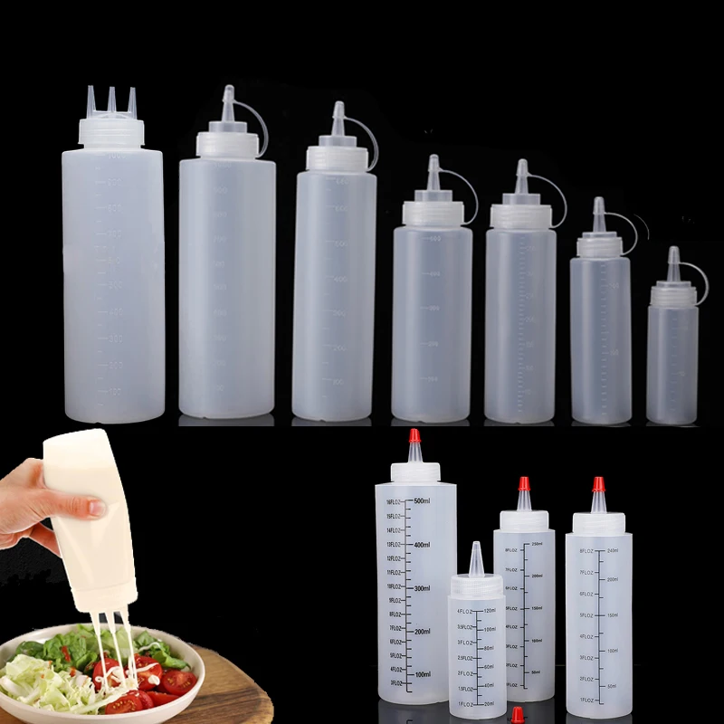 Sauce Squeeze Bottle - 1Pcs Empty120ml-1000ml PE Kunststoff Squeeze Flaschen