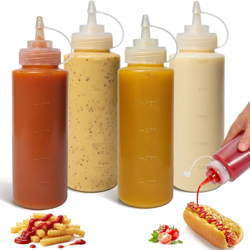 Sauce Squeeze Bottle - 500 ML Kunststoff-Quetschflasche mit Spitzmundstück aus