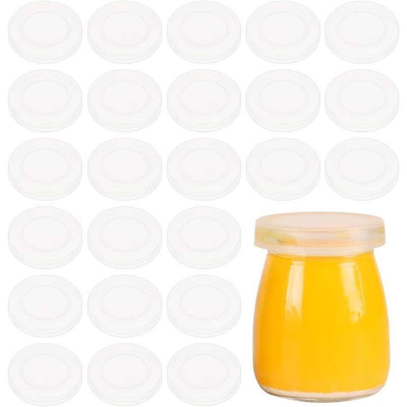 Meal Prep Jar - 48 Stück 2-Zoll-Joghurtglasdeckel, durchsichtige Kunststoff-Flaschenverschlüsse, kompatibel